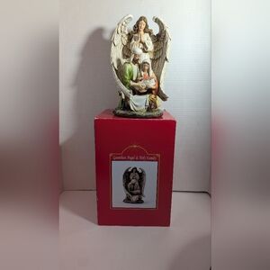 Guardian Angel Holy Family Stone/Resin Figurine, 10" Avalon Gallery Pre-owned